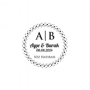 İnce Noktalı Çerçeveli Yuvarlak Mühür Kına Nişan Düğün 3x3 cm özel etiket / 50 adet sticker