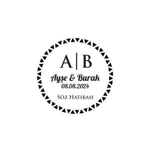 Üçgen Desenli Yuvarlak Mühür Kına Nişan Düğün 3x3 cm özel etiket / 50 adet sticker