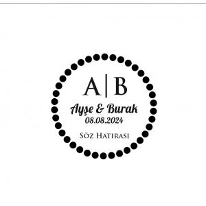 Dolu Halkalı Çerçeveli Yuvarlak Mühür Kına Nişan Düğün 3x3 cm özel etiket / 50 adet sticker