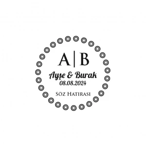 İç İçi Halkalı Çerçeveli Yuvarlak Mühür Kına Nişan Düğün 3x3 cm özel etiket / 50 adet sticker