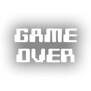 Game Over Araba Sticker 17x17 Cm Beyaz