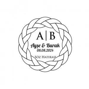 Geniş Örgülü Çerçeveli Yuvarlak Mühür Kına Nişan Düğün 3x3 cm özel etiket / 50 adet sticker