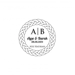 Orta Örgülü Çerçeveli Yuvarlak Mühür Kına Nişan Düğün 3x3 cm özel etiket / 50 adet sticker