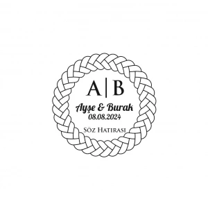 İnce Örgülü Çerçeveli Yuvarlak Mühür Kına Nişan Düğün 3x3 cm özel etiket / 50 adet sticker