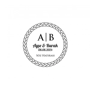 Halat Örgülü Çerçeveli Yuvarlak Mühür Kına Nişan Düğün 3x3 cm özel etiket / 50 adet sticker