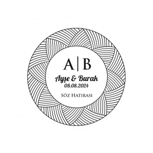 Dalgalı Çizgili Yuvarlak Mühür Kına Nişan Düğün 3x3 cm özel etiket / 50 adet sticker