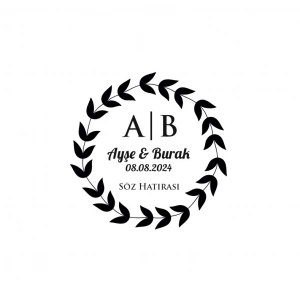 Dolu Yapraklı Çelenk Mühür Kına Nişan Düğün 3x3 cm özel etiket / 50 adet sticker