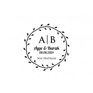 Basit Dal Çerçeveli Yuvarlak Mühür Kına Nişan Düğün 3x3 cm özel etiket / 50 adet sticker