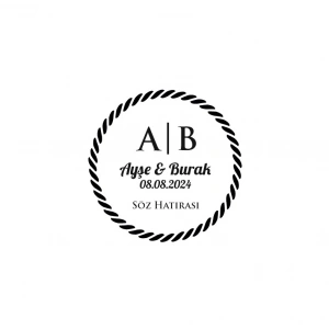 Kare Formlu Yuvarlak Mühür Kına Nişan Düğün 3x3 cm özel etiket / 50 adet sticker