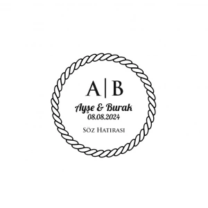 Çapraz Kare Formlu Yuvarlak Mühür Kına Nişan Düğün 3x3 cm özel etiket / 50 adet sticker