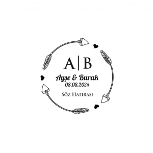 Köşeleri Yuvarlatılmış Kare Mühür Kına Nişan Düğün 3x3 cm özel etiket / 50 adet sticker