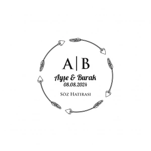 Üst Kıvrımlı Dikdörtgen Mühür Kına Nişan Düğün 3x3 cm özel etiket / 50 adet sticker