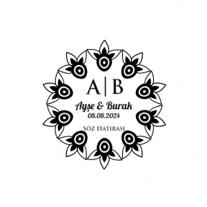 Kenarları Kabartmalı Kare Mühür Kına Nişan Düğün 3x3 cm özel etiket / 50 adet sticker