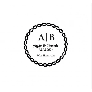 Çiçekli Dal Desenli Dikdörtgen Mühür Kına Nişan Düğün 3x3 cm özel etiket / 50 adet sticker