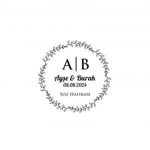 Köşeleri Çiçekli Dikdörtgen Mühür Kına Nişan Düğün 3x3 cm özel etiket / 50 adet sticker