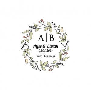 Çokgen Kenarlı Dikdörtgen Mühür Kına Nişan Düğün 3x3 cm özel etiket / 50 adet sticker