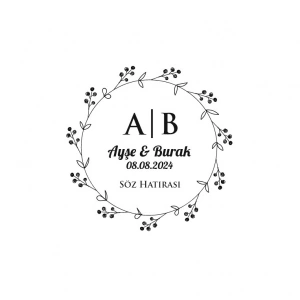 Şık Kenarlı Dikdörtgen Mühür Kına Nişan Düğün 3x3 cm özel etiket / 50 adet sticker