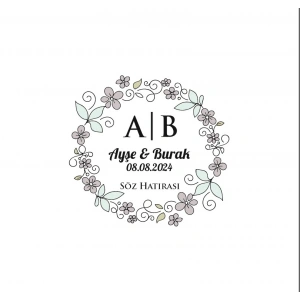 Şekilli Dalgalı Dikdörtgen Mühür Kına Nişan Düğün 3x3 cm özel etiket / 50 adet sticker