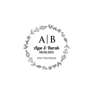 Kenarları Kabarık Dikdörtgen Mühür Kına Nişan Düğün 3x3 cm özel etiket / 50 adet sticker