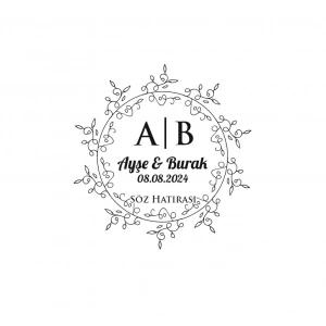 Yuvarlak Kenarlı Dikdörtgen Mühür Kına Nişan Düğün 3x3 cm özel etiket / 50 adet sticker