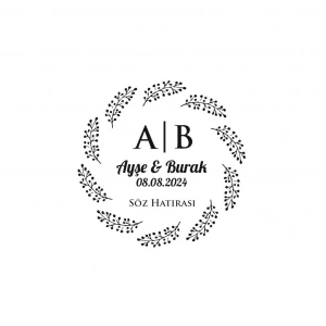 Yarım Ay Dikdörtgen Mühür Kına Nişan Düğün 3x3 cm özel etiket / 50 adet sticker