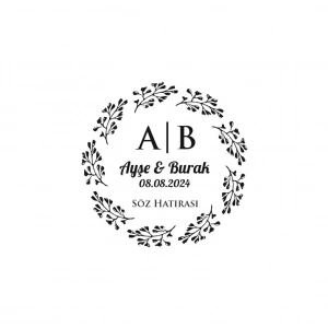 İnce Çerçeveli Dikdörtgen Mühür Kına Nişan Düğün 3x3 cm özel etiket / 50 adet sticker