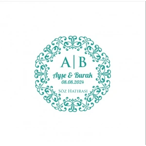 Köşeleri Çıkıntılı Dikdörtgen Mühür Kına Nişan Düğün 3x3 cm özel etiket / 50 adet sticker