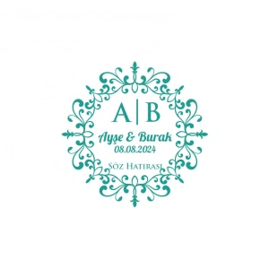 Şekilli Dalgalı Dikdörtgen Mühür Kına Nişan Düğün 3x3 cm özel etiket / 50 adet sticker