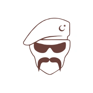 Hilal Bıyıklı Asker Araba Sticker 17x17 Cm Kahverengi