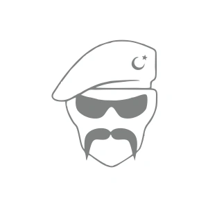 Hilal Bıyıklı Asker Araba Sticker 17x17 Cm Gri