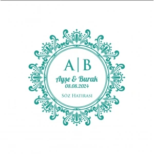 Kenarları Kabarık Dikdörtgen Mühür Kına Nişan Düğün 3x3 cm özel etiket / 50 adet sticker