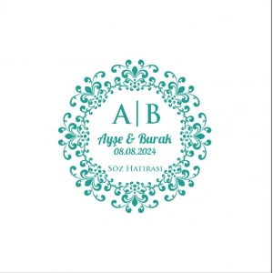 Yuvarlak Kenarlı Dikdörtgen Mühür Kına Nişan Düğün 3x3 cm özel etiket / 50 adet sticker