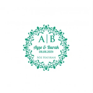 Yarım Ay Dikdörtgen Mühür Kına Nişan Düğün 3x3 cm özel etiket / 50 adet sticker