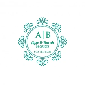 İnce Çerçeveli Dikdörtgen Mühür Kına Nişan Düğün 3x3 cm özel etiket / 50 adet sticker