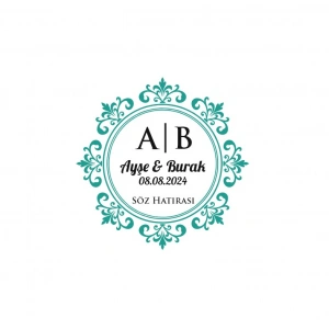 Köşeleri Çıkıntılı Dikdörtgen Mühür Kına Nişan Düğün 3x3 cm özel etiket / 50 adet sticker