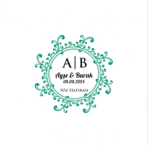 Şekilli Dalgalı Dikdörtgen Mühür Kına Nişan Düğün 3x3 cm özel etiket / 50 adet sticker