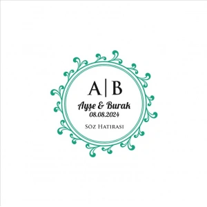 Kenarları Kabarık Dikdörtgen Mühür Kına Nişan Düğün 3x3 cm özel etiket / 50 adet sticker