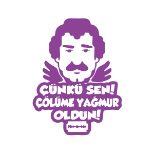 Müslüm Gürses Silüet Araba Sticker 17x17 Cm Mor