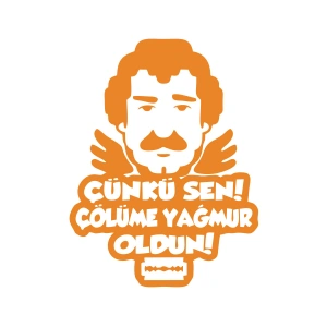 Müslüm Gürses Silüet Araba Sticker 17x17 Cm Turuncu