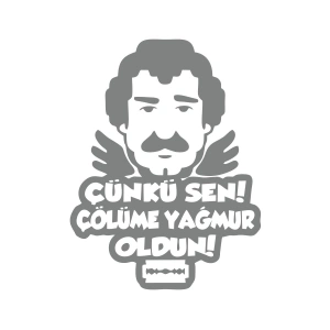 Müslüm Gürses Silüet Araba Sticker 17x17 Cm Gri