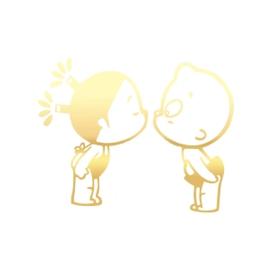 Bebekler Araba Sticker 17x17 Cm Gold