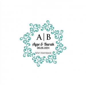 İnce Çerçeveli Dikdörtgen Mühür Kına Nişan Düğün 3x3 cm özel etiket / 50 adet sticker