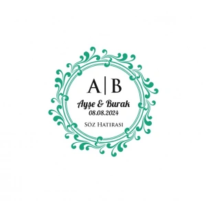 Çift Yaprak Desenli Dikdörtgen Mühür Kına Nişan Düğün 3x3 cm özel etiket / 50 adet sticker