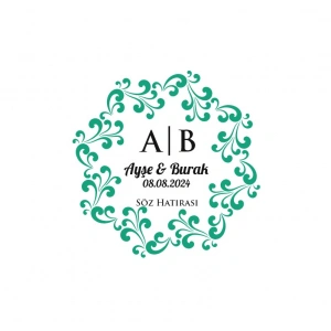 Geniş Dal Desenli Dikdörtgen Mühür Kına Nişan Düğün 3x3 cm özel etiket / 50 adet sticker