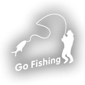 Go Fishing Araba Sticker 17x17 Cm Beyaz