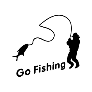 Go Fishing Araba Sticker 17x17 Cm Siyah