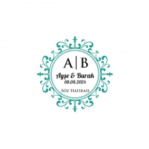 Zincir Çerçeveli Dikdörtgen Mühür Kına Nişan Düğün 3x3 cm özel etiket / 50 adet sticker