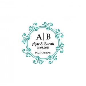 İnce Çizgi Çerçeveli Dikdörtgen Mühür Kına Nişan Düğün 3x3 cm özel etiket / 50 adet sticker