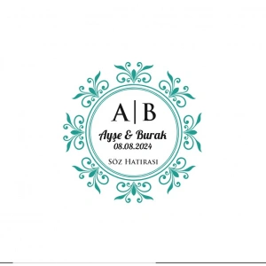 Yuvarlak İç Köşeli Dikdörtgen Mühür Kına Nişan Düğün 3x3 cm özel etiket / 50 adet sticker