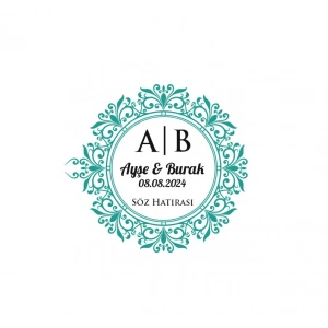 Orta Motifli Dikdörtgen Mühür Kına Nişan Düğün 3x3 cm özel etiket / 50 adet sticker